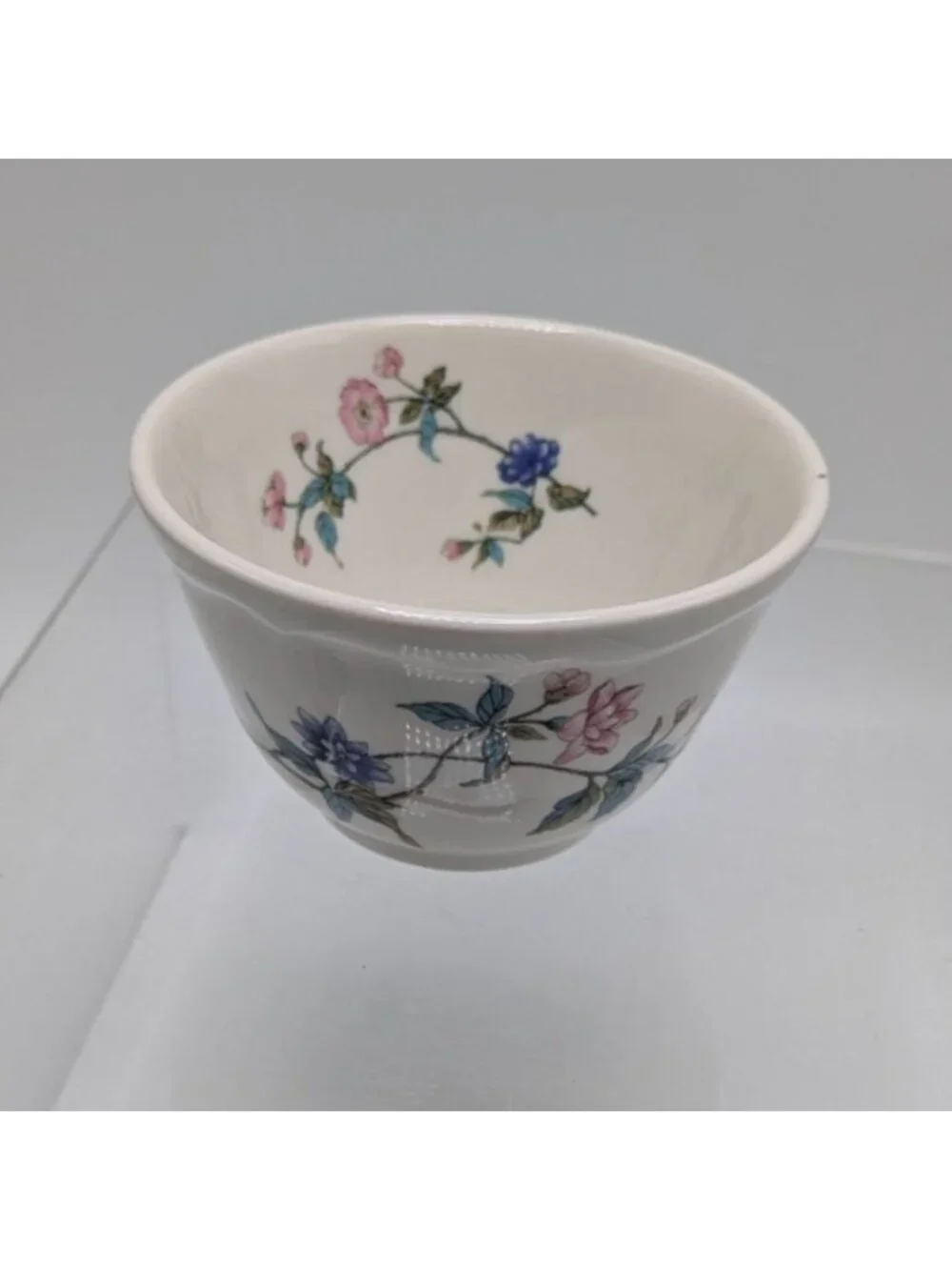 Syracuse China Custard Cup Summerdale Floral White Ceramic Bowl 4 inch wide